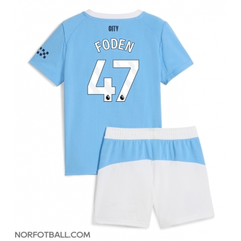 Billige Fotballdrakt Manchester City Phil Foden #47 Replika Hjemmedraktsett Barn 2025-26 Kortermet (med bukser)